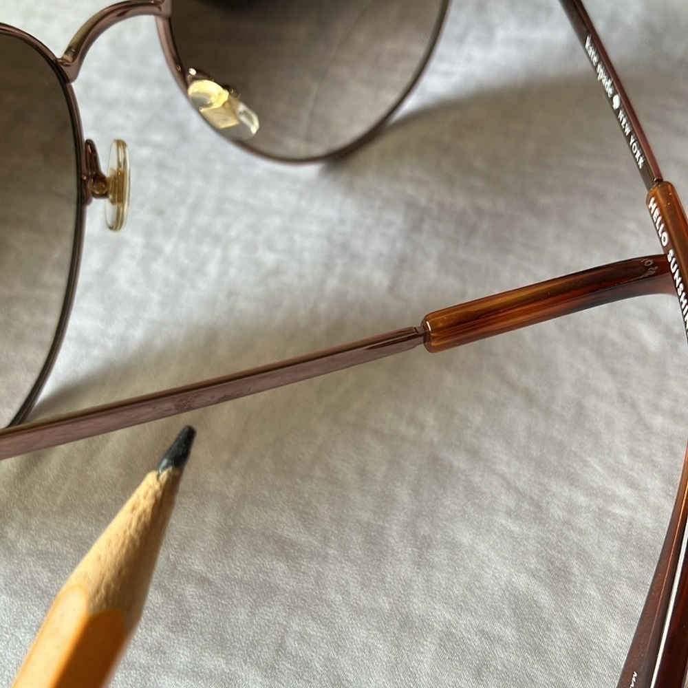 Kate Spade:Rose Gold Aviator (Joshelle) Sunglasses-case & cloth-brown lens-flaws - Picture 13 of 16
